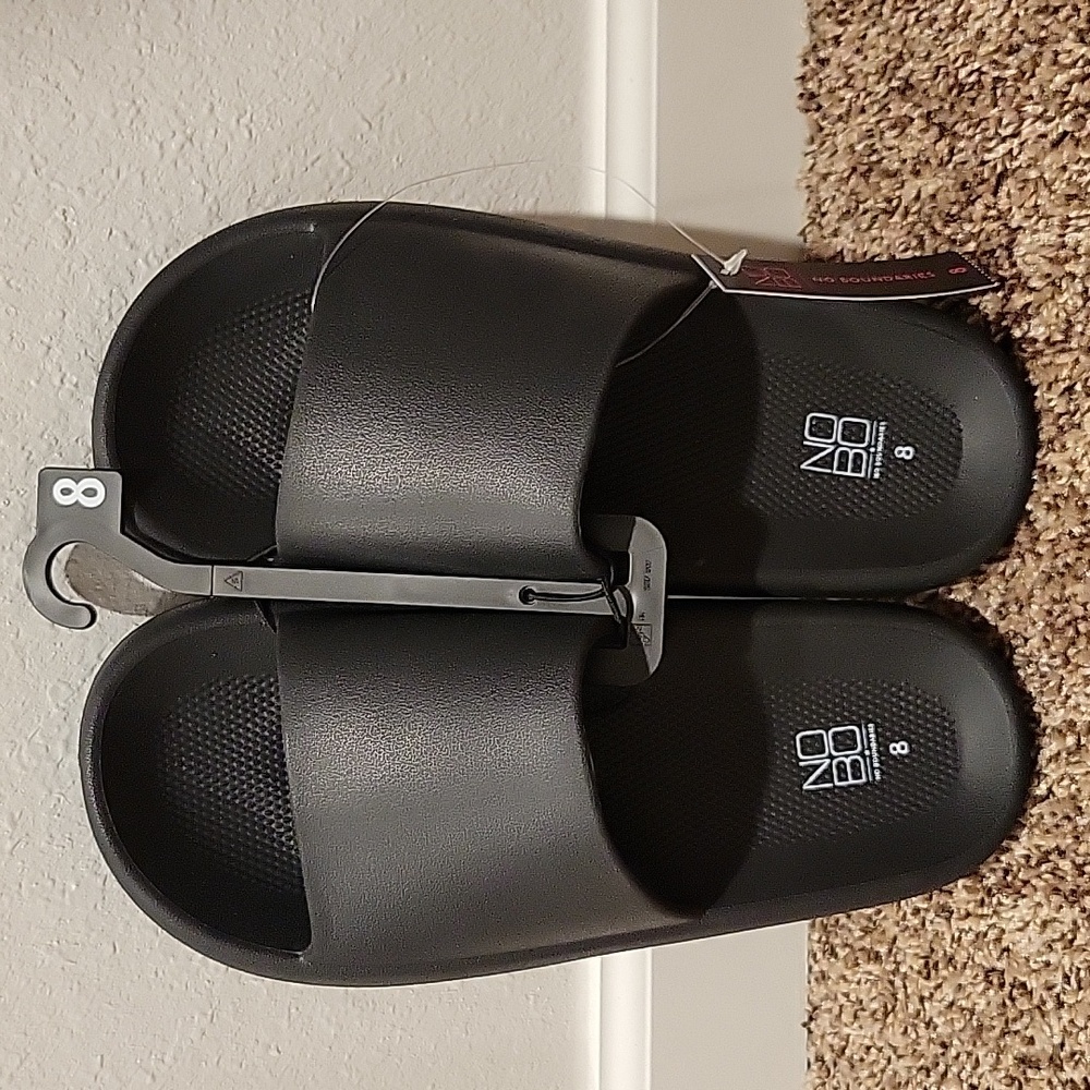 Womens black comfort slides size 8. New